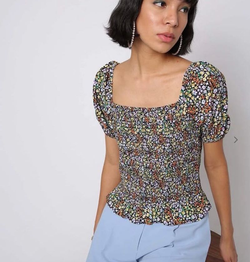 Floral Smocked Puff Sleeve Top