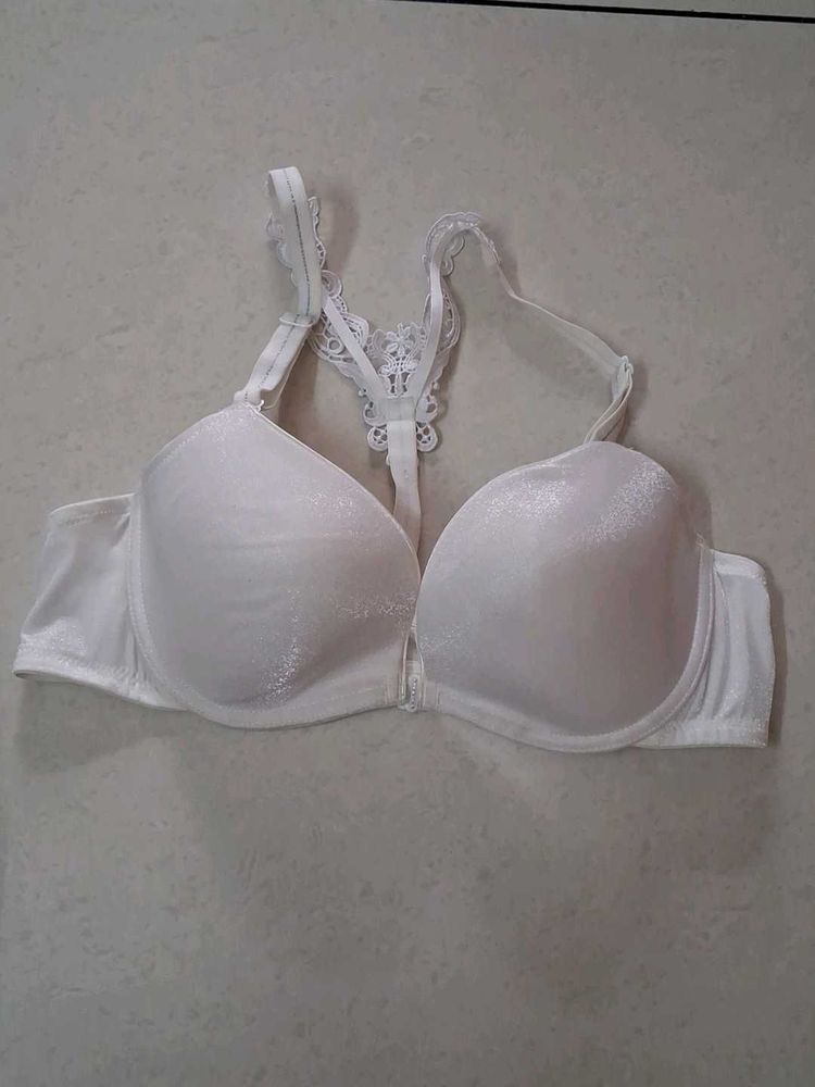 White Bra with Lace Detail