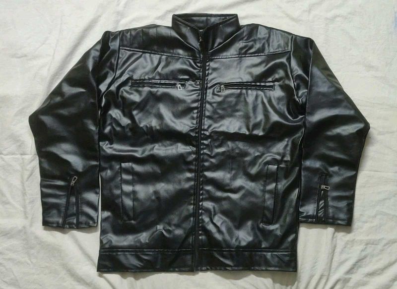 Men's Black Faux Leather Jacket for Men