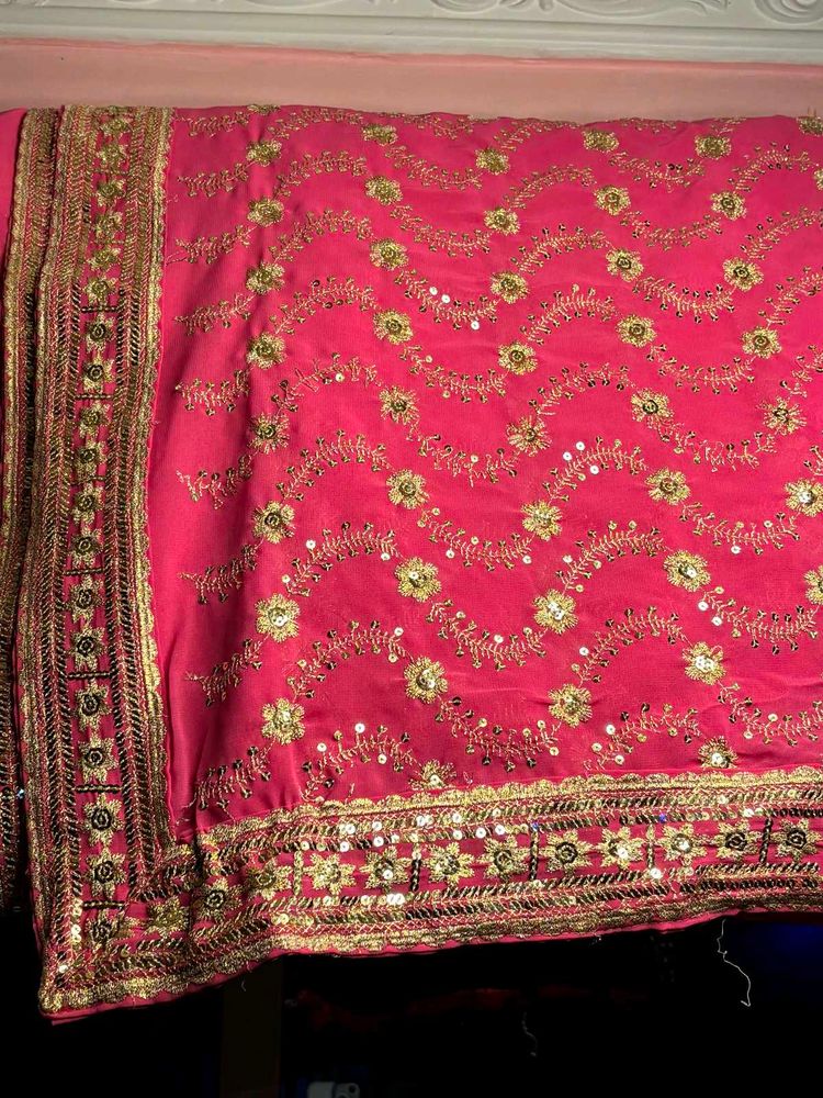Beautiful Pink Embroidered Saree