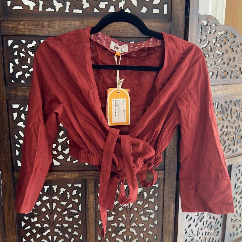 Brand New Fabindia Bohemian Wrap over Cotton Top