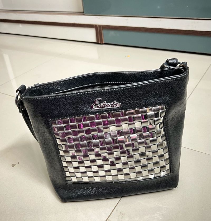 Esbeda Rare Stylish Black&amp;Silver Handbag