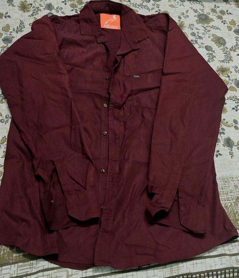 Men's Maroon Full Sleeve Shirt