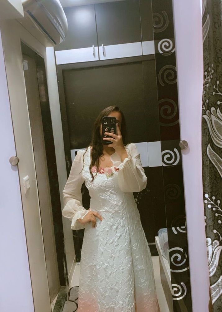 white and pink gown dresss
