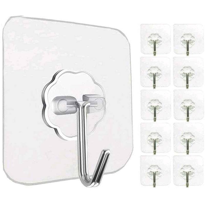 Clear Adhesive Hooks - Pack of 40