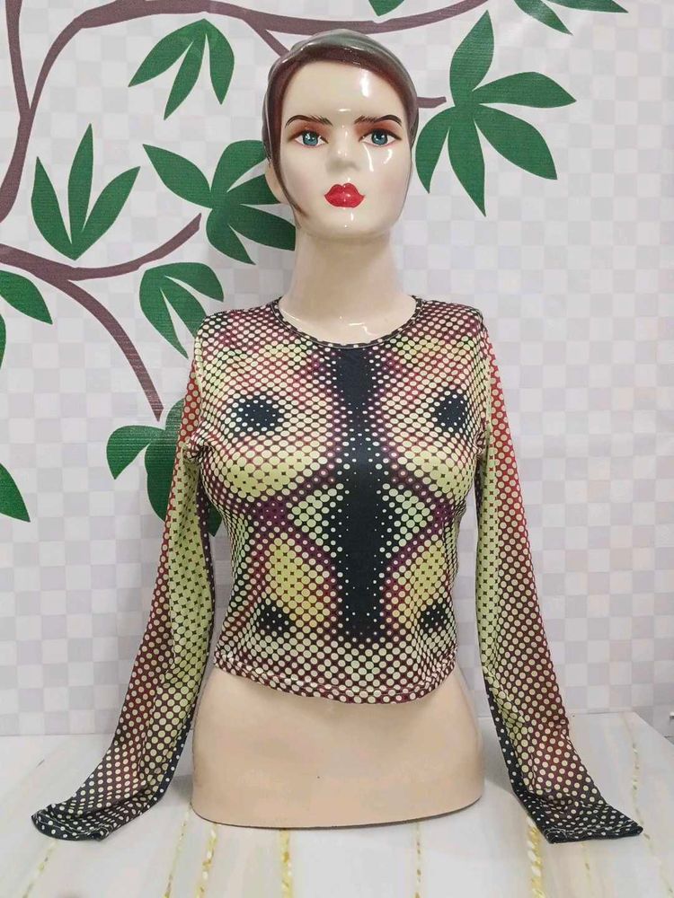 (200)Patterned Long Sleeve Top