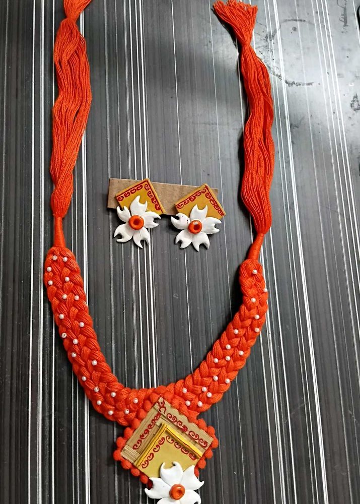 NEW HANDMADE Terracotta Necklace Earrings Set