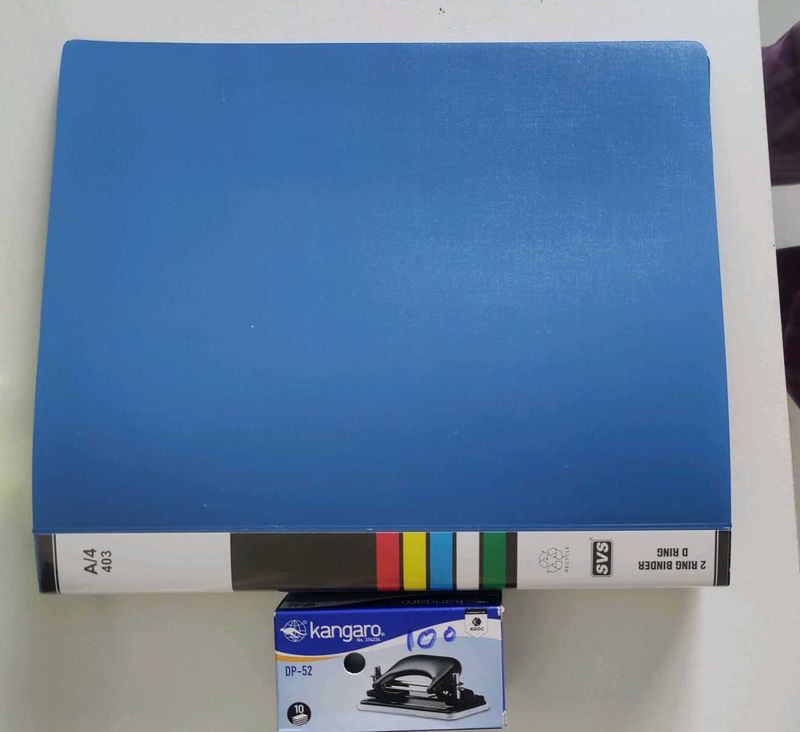 Blue 2 Ring Binder &amp; Hole Puncher COMBO