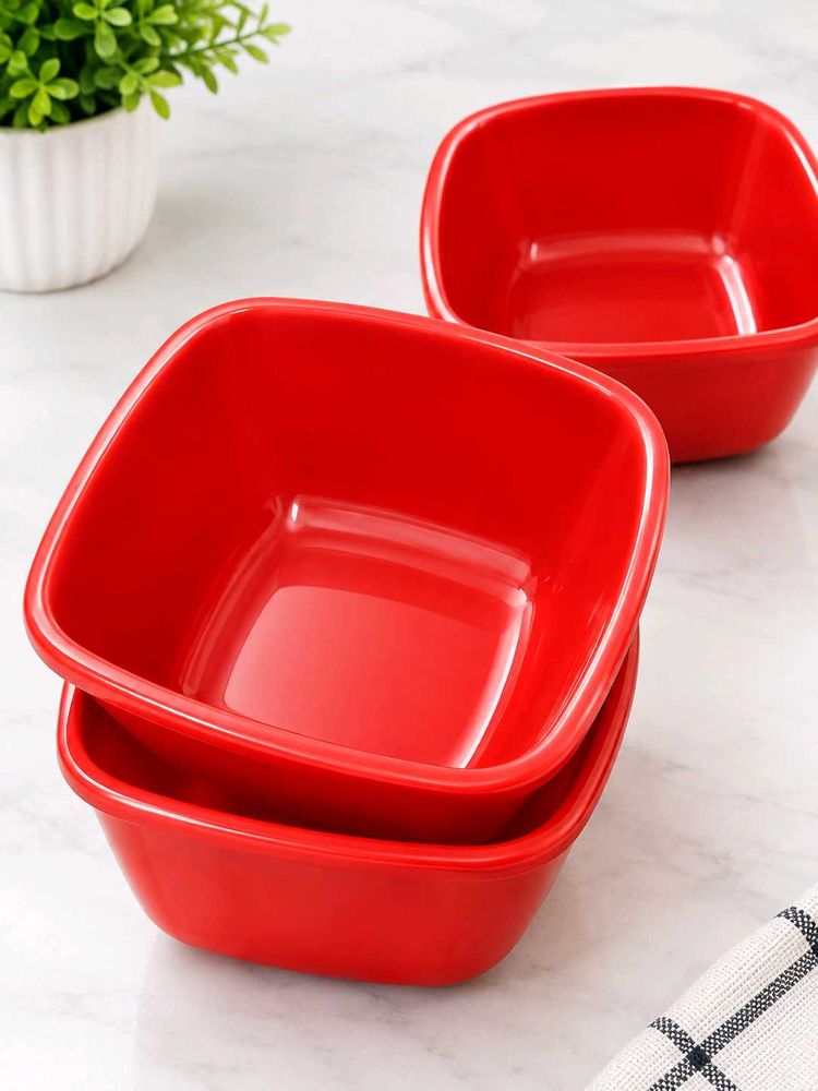 Set of 6 Red Square Bowls