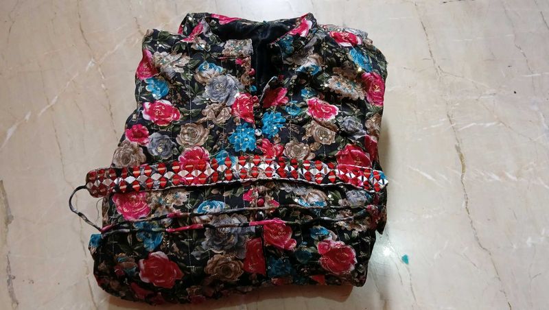 Embellished Floral Print Dress