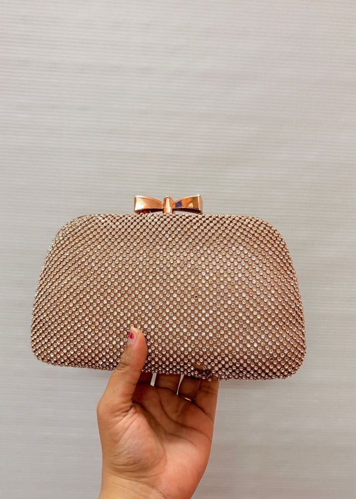 Sparkling Rose Gold Clutch Bag