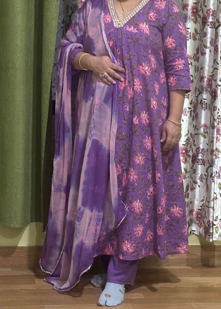 Cotton A Line Kurti Set