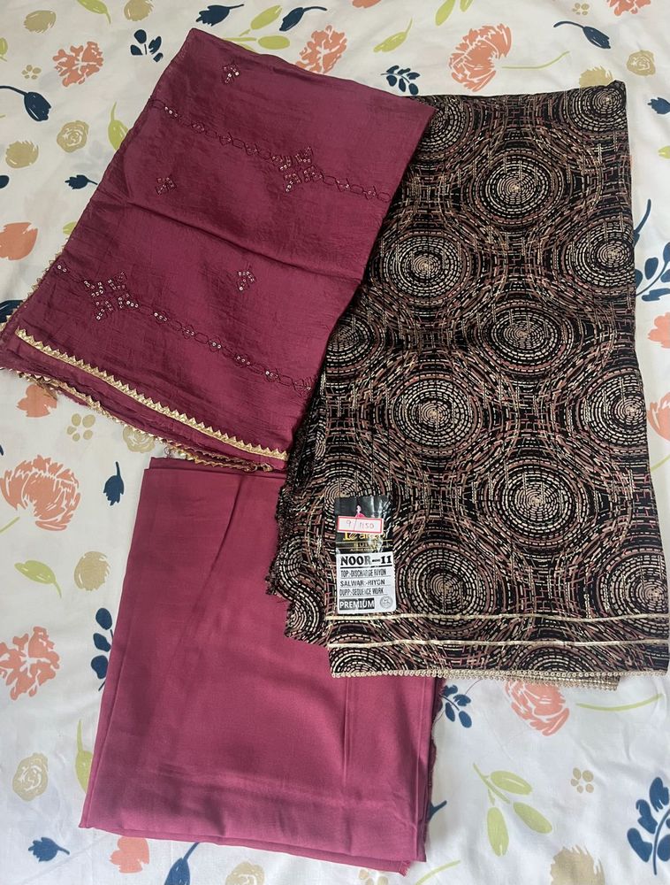 Elegant jamuni &amp; Black dress material