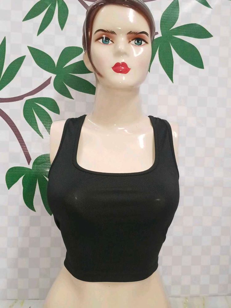 (800)Black Cropped Tank Top