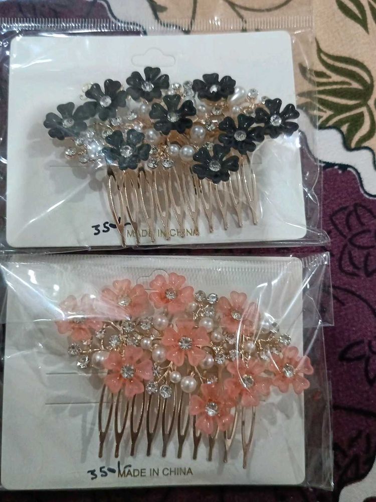 Elegant Floral Hair Combs with Pearls &amp; Gems