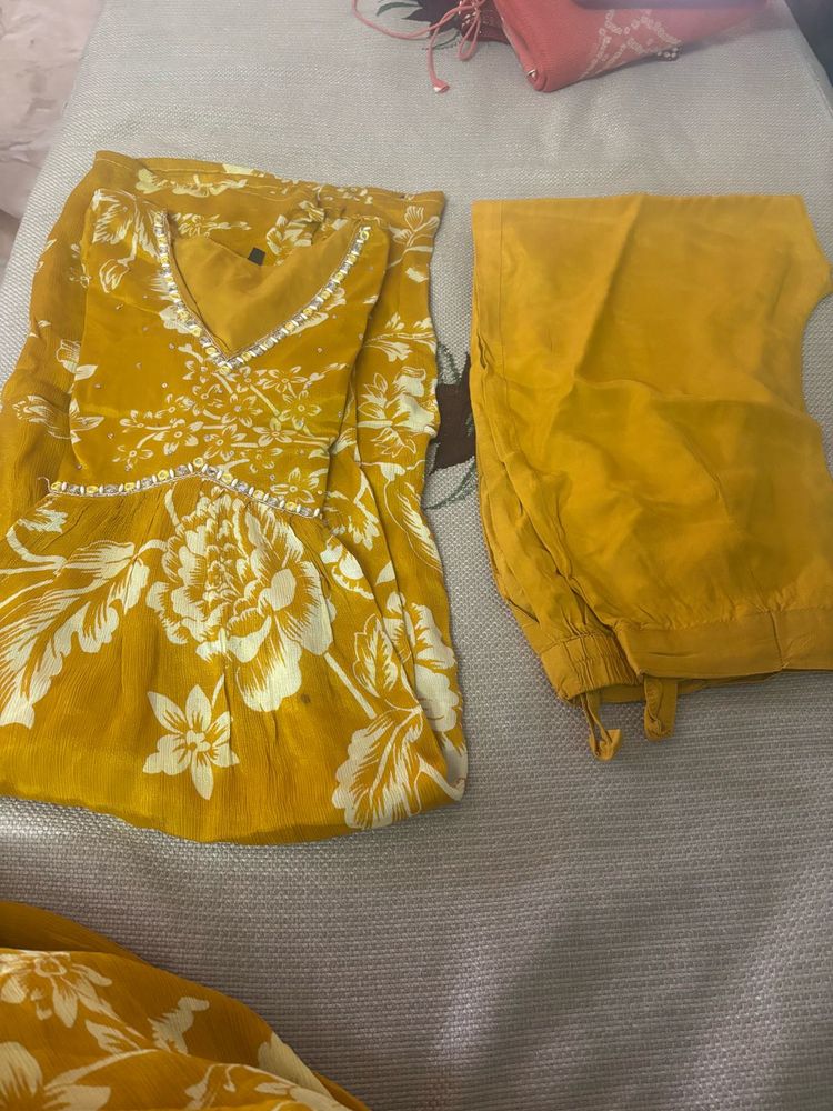 Yellow Floral Kurta Set