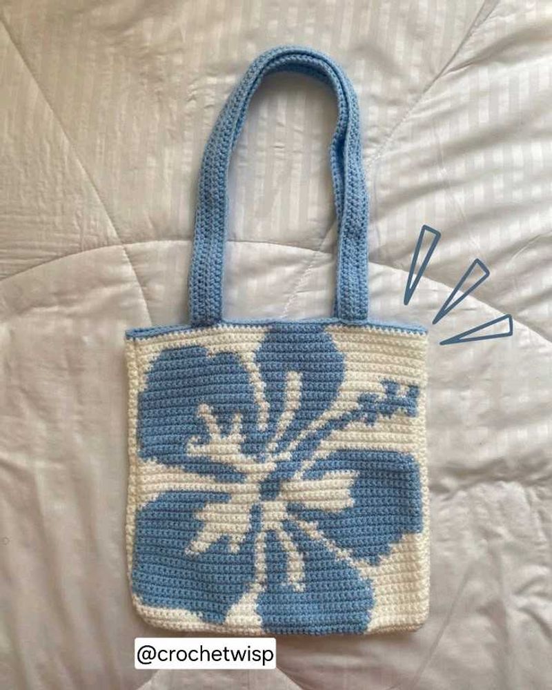 Crochet Hibiscus 🌺 Tote Bag