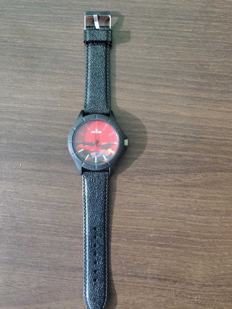 Men's Black Leather Strap Watch