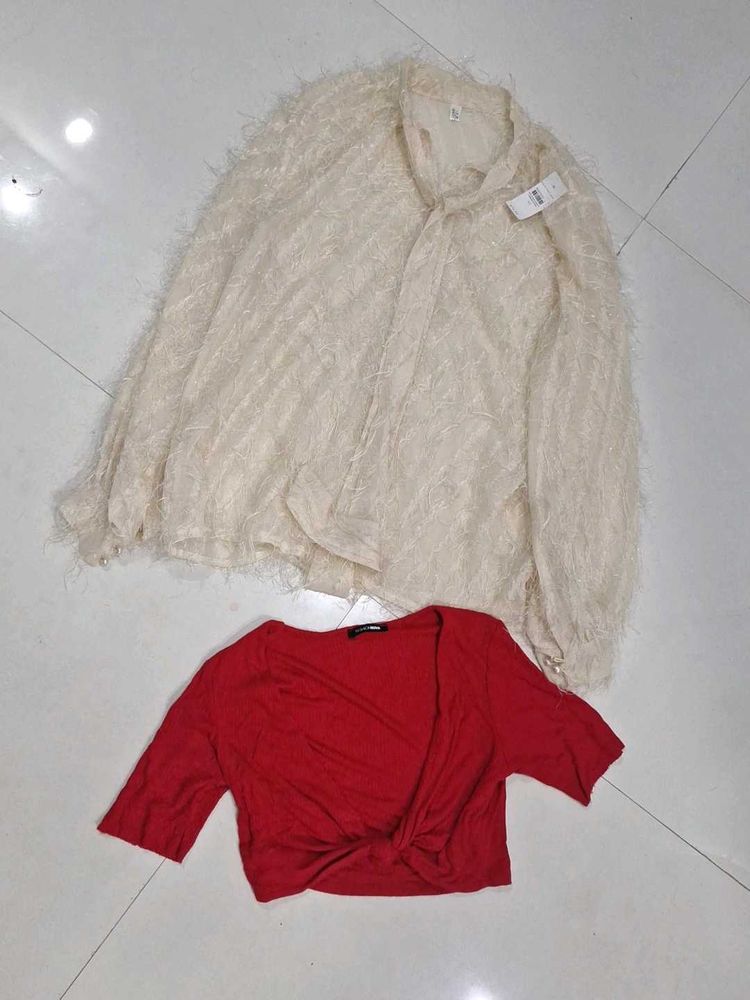 Chic Cream &amp; Red Tops Bundle