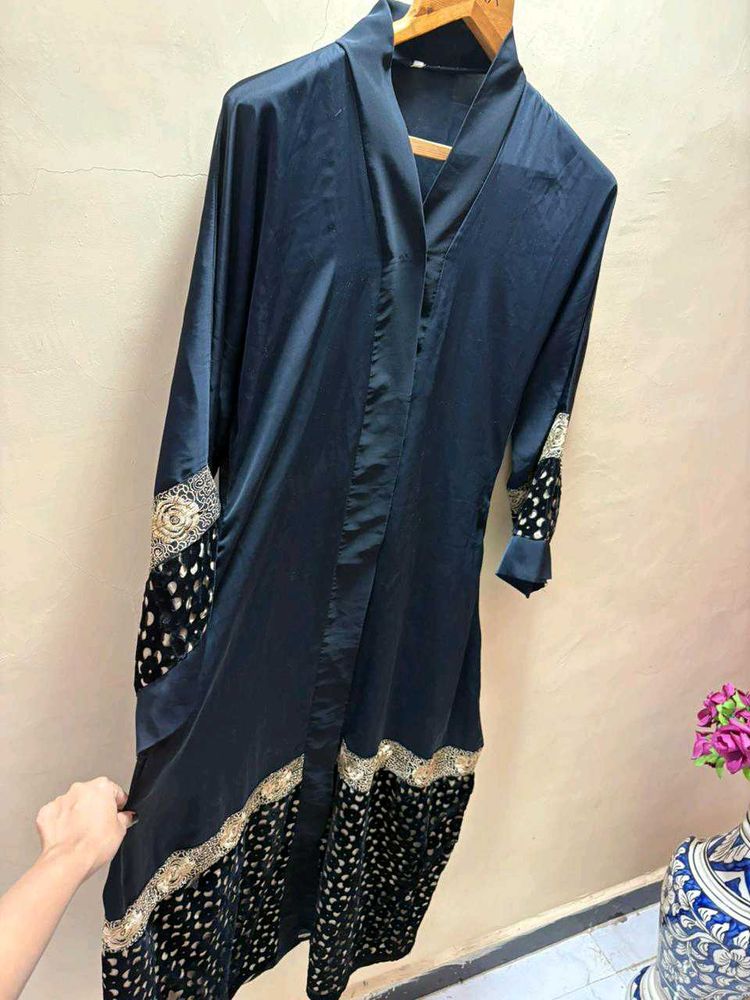 Elegant Black Abaya with Gold Embellishments