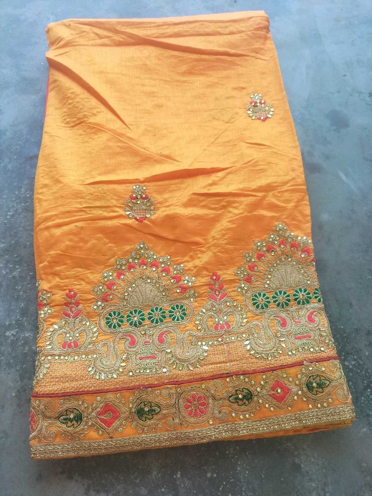 😱new heavy orange 🔥Raj Gharana work silk saree �