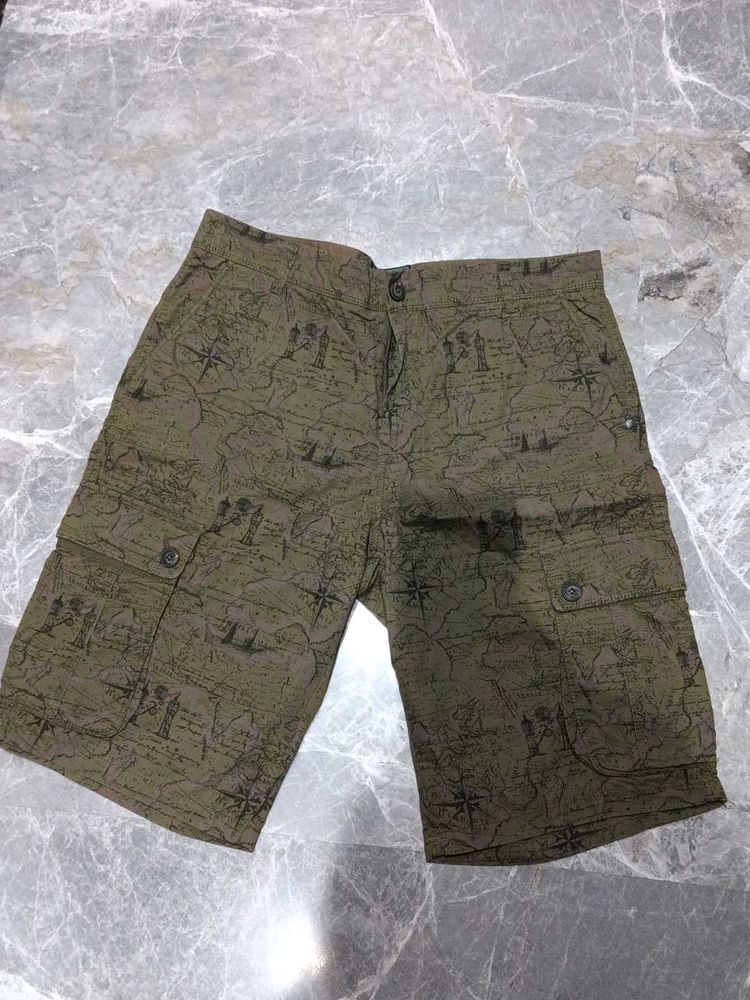 Men's Cargo Shorts with Map Print