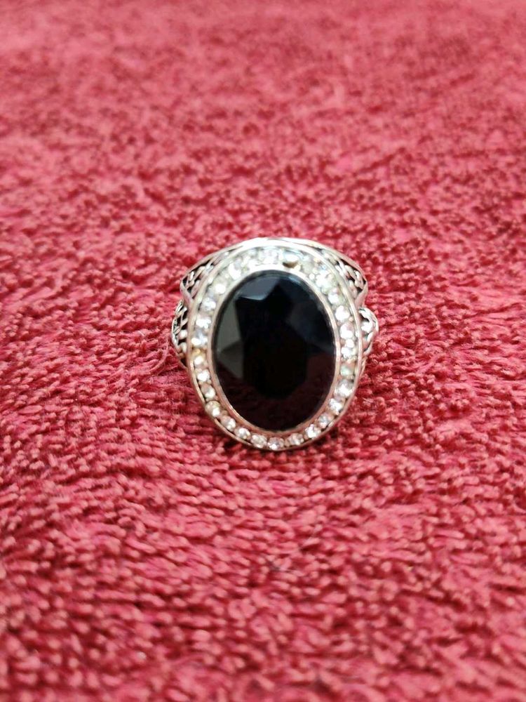 Statement Ring with Black Stone