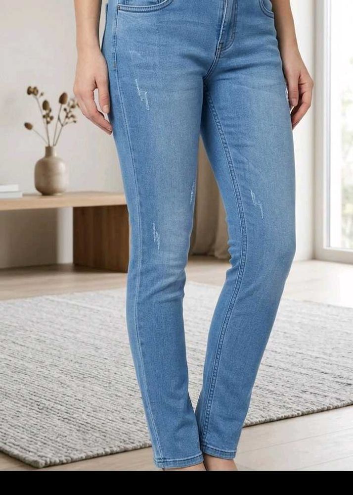 Slim Fit Stretchable Denim Jeans (Mid-Wash Blue)