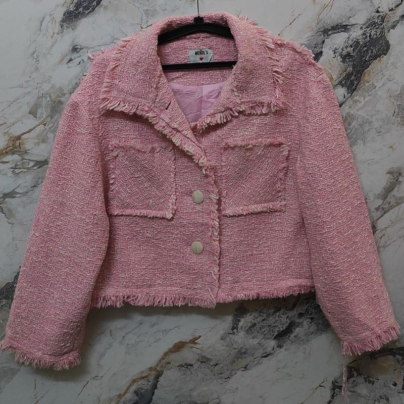 Pink Tweed Cropped Jacket