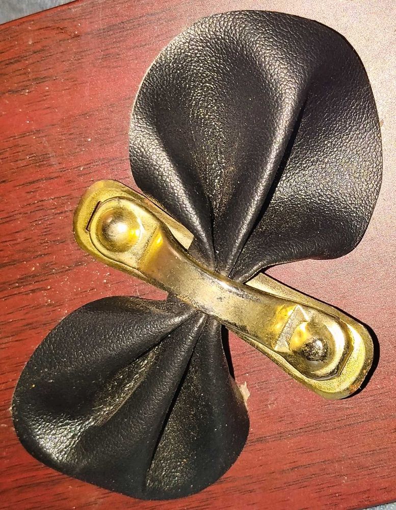 Black Faux Leather &amp; Golden Bow .