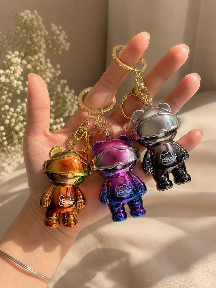 Metal Look Bear Keychain Set