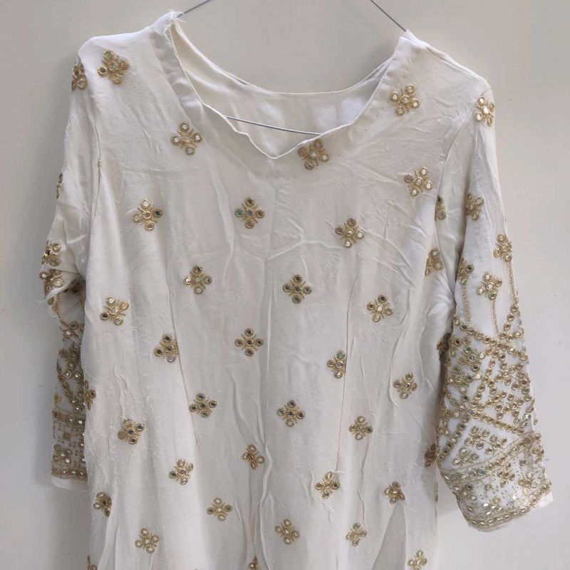 Embellished White Kurta