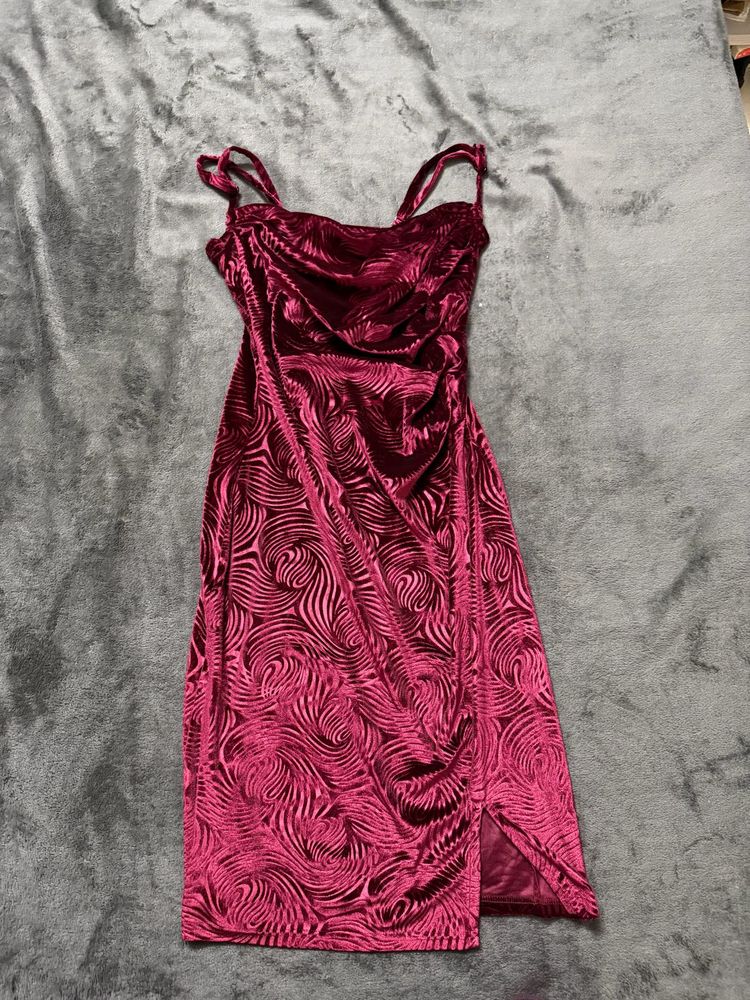 Velvet Print Midi Dress