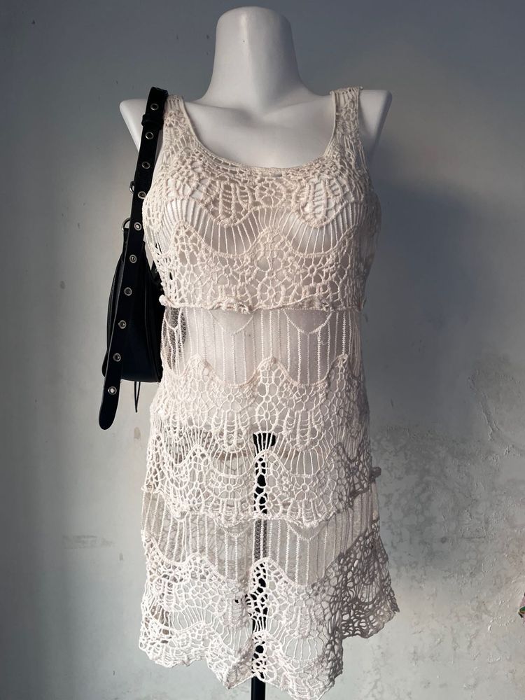 Boho Crochet Mini Dress