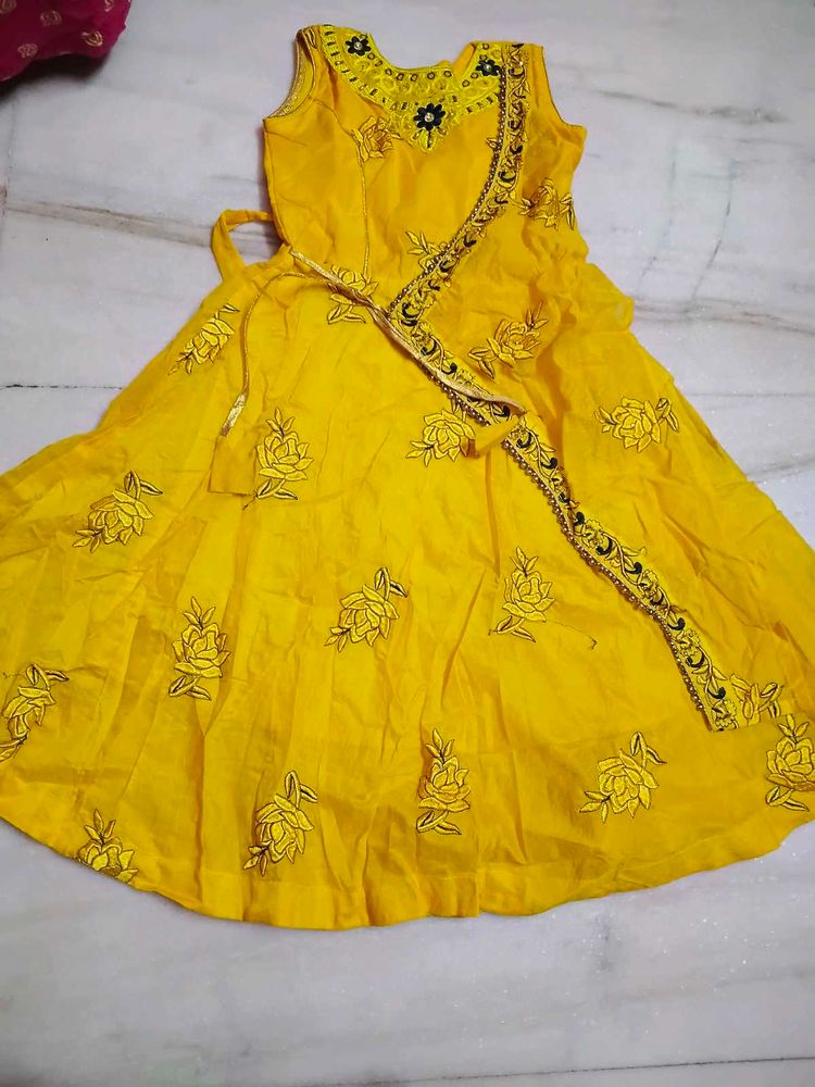 Vibrant Yellow Embroidered Ethnic Gown