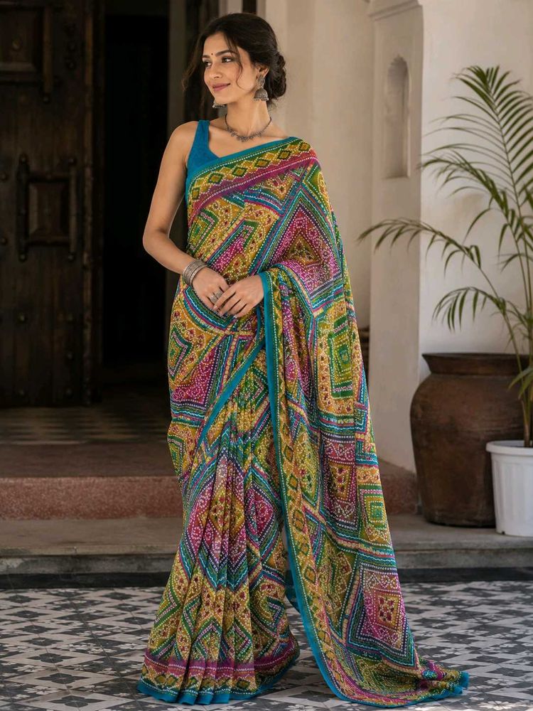 Vibrant Bandhani Print Saree
