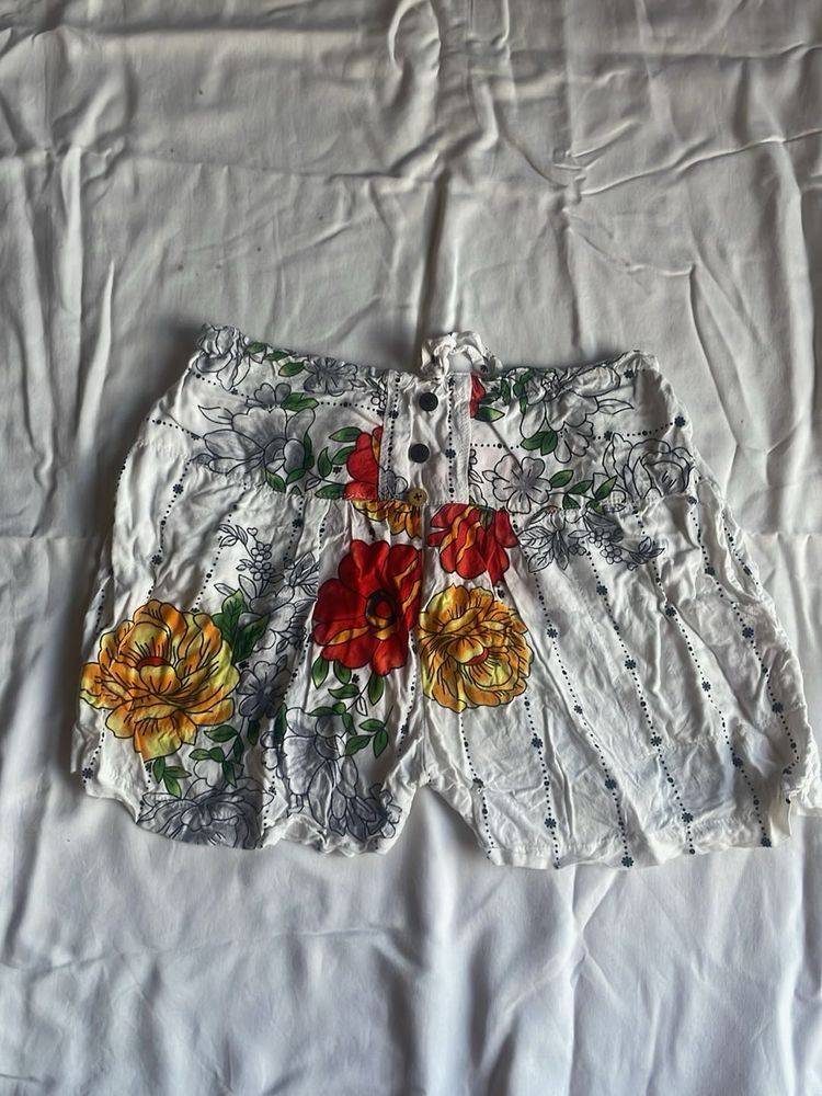 Boho Floral Print Mini Skirt