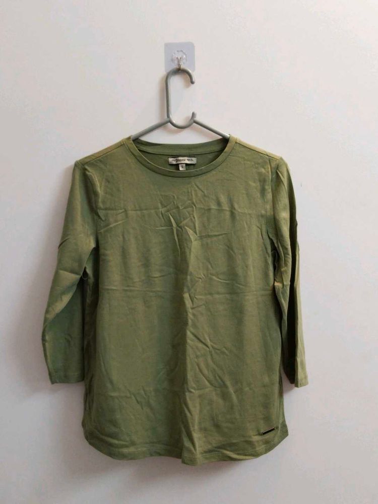 Olive Green 3/4 Sleeve Casual Top