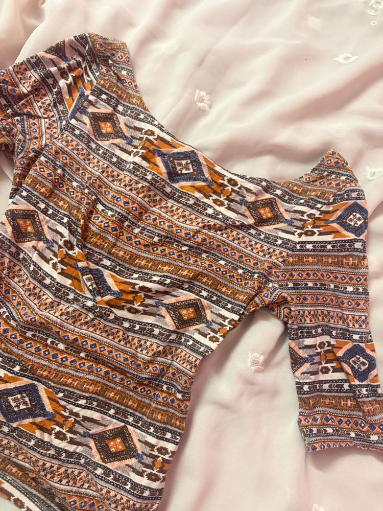 Boho Print Long Sleeve Top