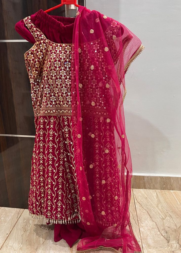 Embroidered Velvet Lehenga Choli Set