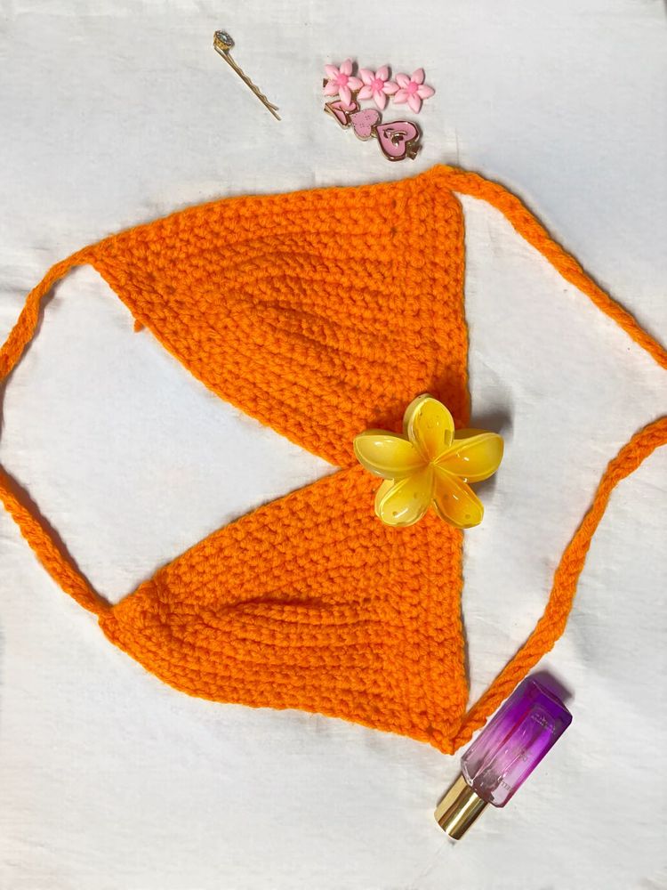 Crochet Orange Bikini Top