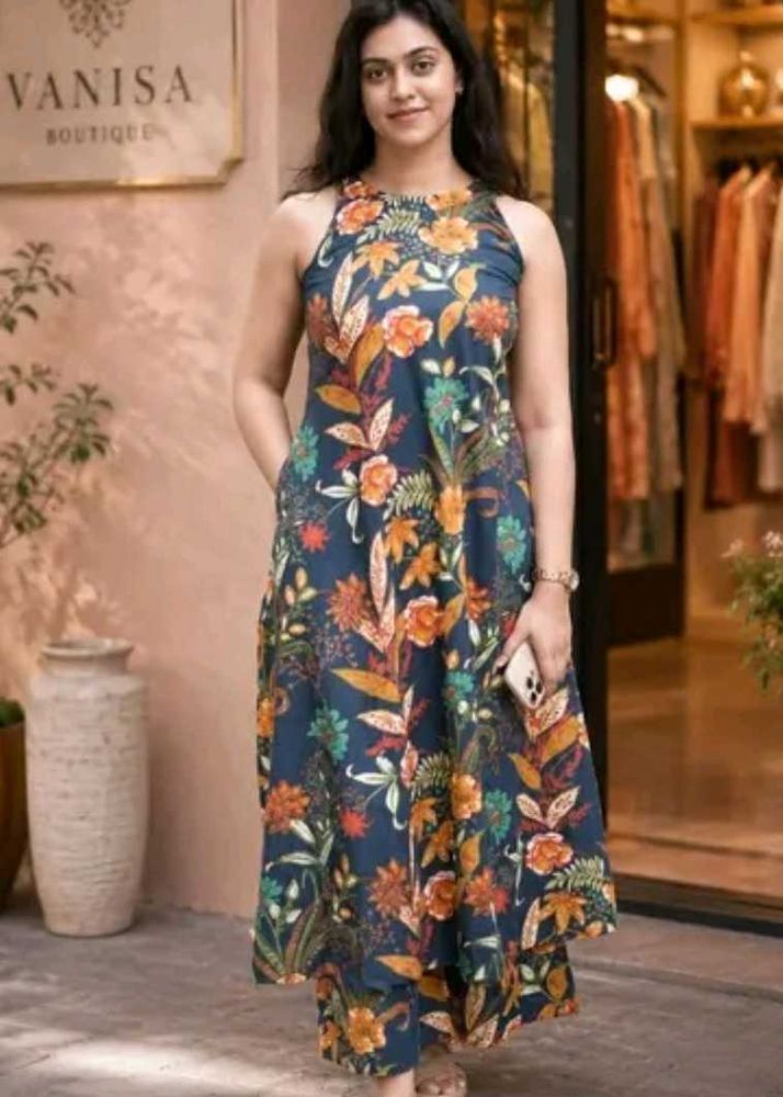 Elegant Floral Print Kurta Set