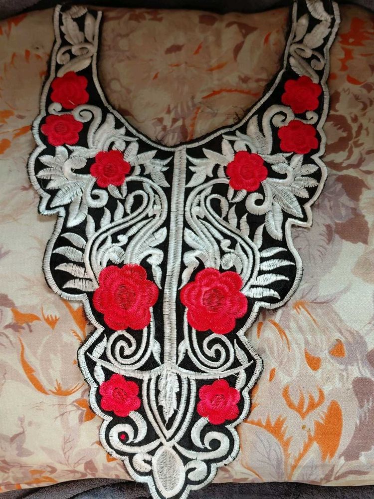 Floral Embroidered Neck Applique, design