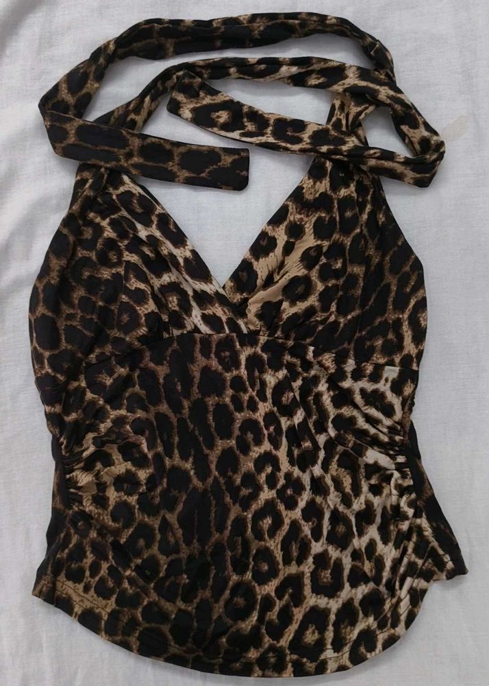 Leopard Print Halter Neck Top