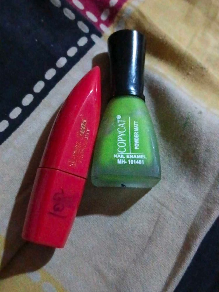 Copycat Nail Enamel &amp; rose pink  Lipstick Set