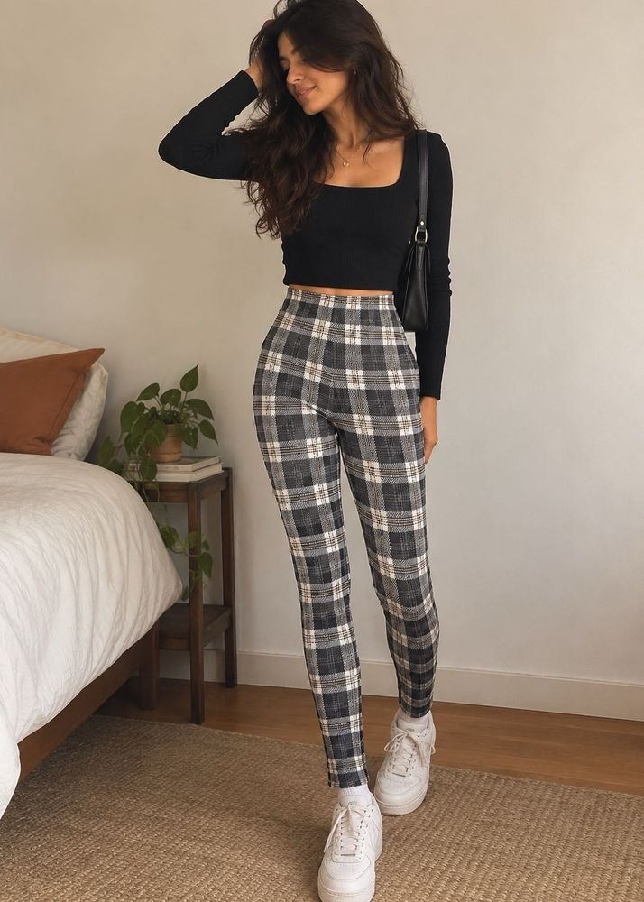 Forever 21 Plaid High-Waisted Pants
