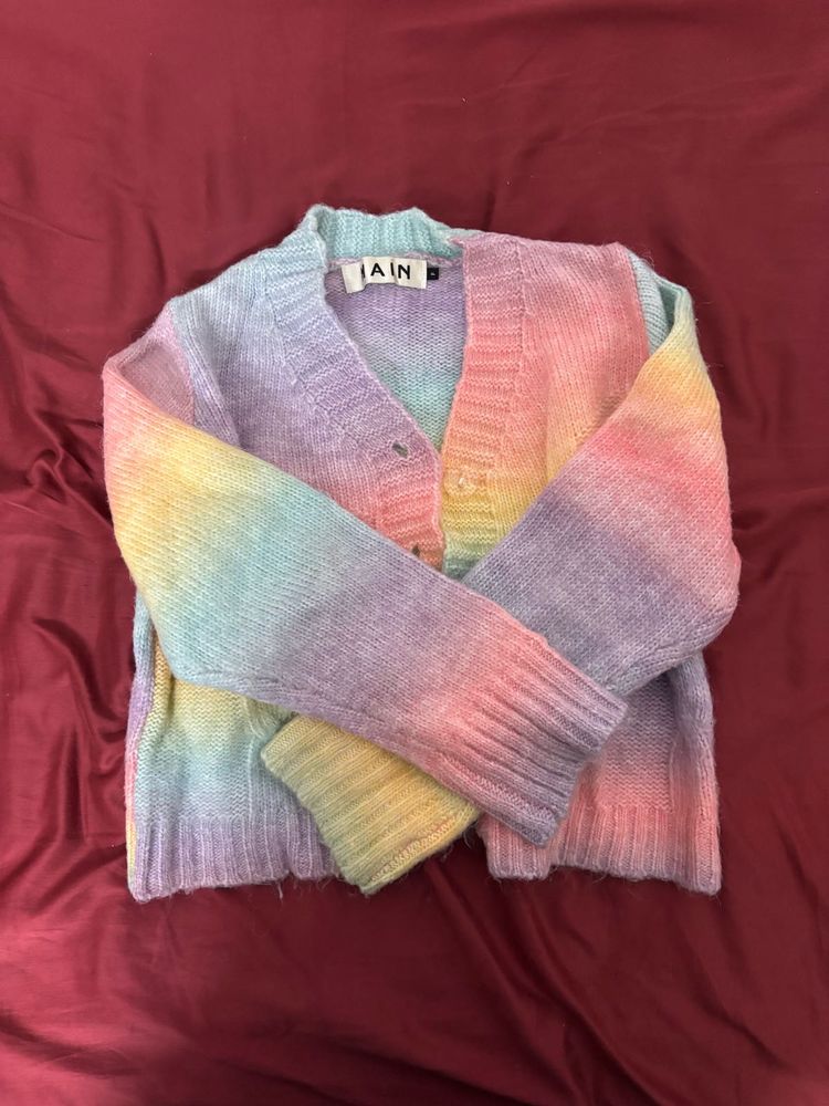 Rainbow Gradient Knit Cardigan