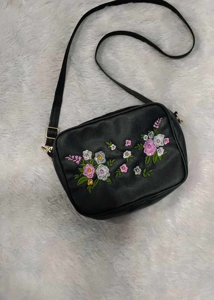 Floral Embroidered Crossbody Bag