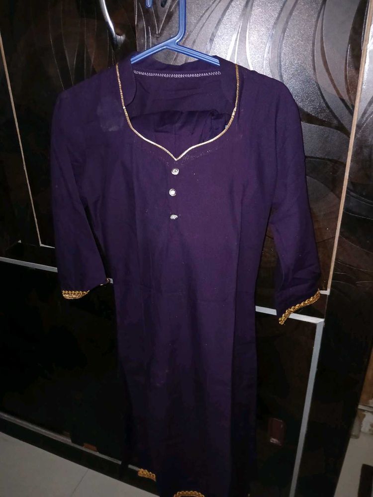Elegant Deep Purple Kurti with Patiala Pyjama Set