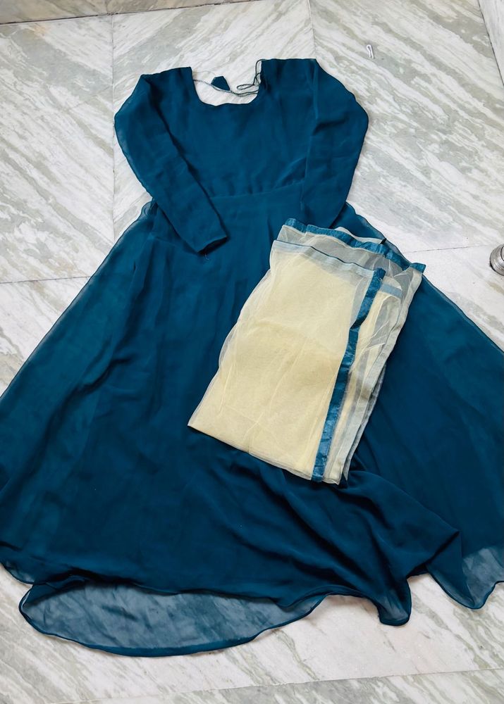 Elegant Teal Anarkali Suit with Dupatta